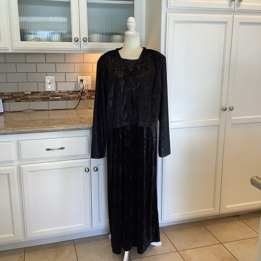Vintage Charles Vogele Tonight Velour Black Dress & Jacket Large